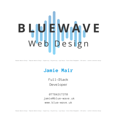 Business cards made for Nottingham's Bluewave Web Design